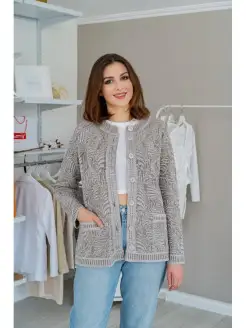 Кардиган на пуговицах короткий большие размеры ANRI knitwear 30957236 купить за 3 132 ₽ в интернет-магазине Wildberries