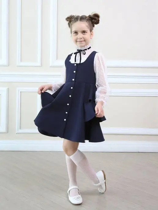ARIN love in... Сарафан школьный нарядный на 1 сентября, синий, фото 3