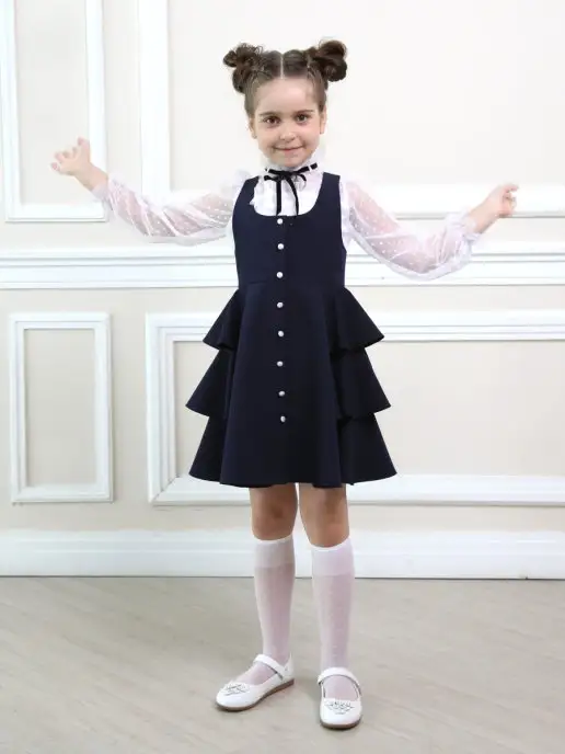 ARIN love in... Сарафан школьный нарядный на 1 сентября, синий, фото 5