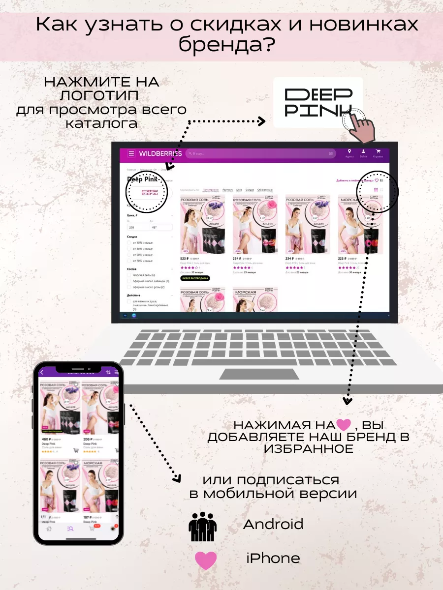 Морская соль для ванн с эфирным маслом Розы Deep Pink 31065081 купить в  интернет-магазине Wildberries