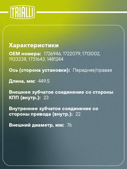 TRIALLI Глушитель для а м Ford Focus II (05-) 1.6Ti 1.8i 2.0i, внутренний, фото 2