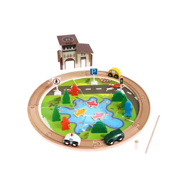 Деревянная игрушка "Железная дорога" 32 детали, 20х14х13 см