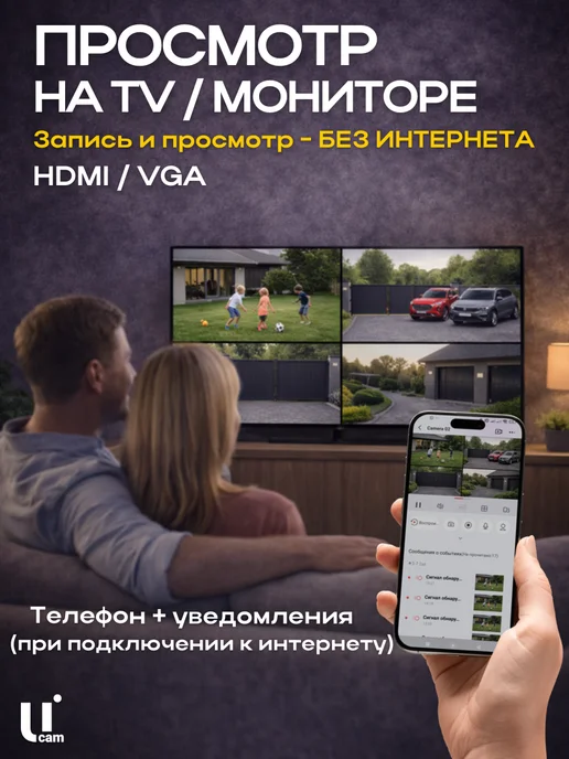 Ucam Система видеонаблюдения 8 проводных камер FullHd, белый, фото 4