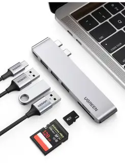 USB концентратор для MacBook (хаб), 3 x USB 3.0, SD/TF, Thunder Bolt 3 (60560) Ugreen 31292212 купить за 2 836 ₽ в интернет-магазине Wildberries