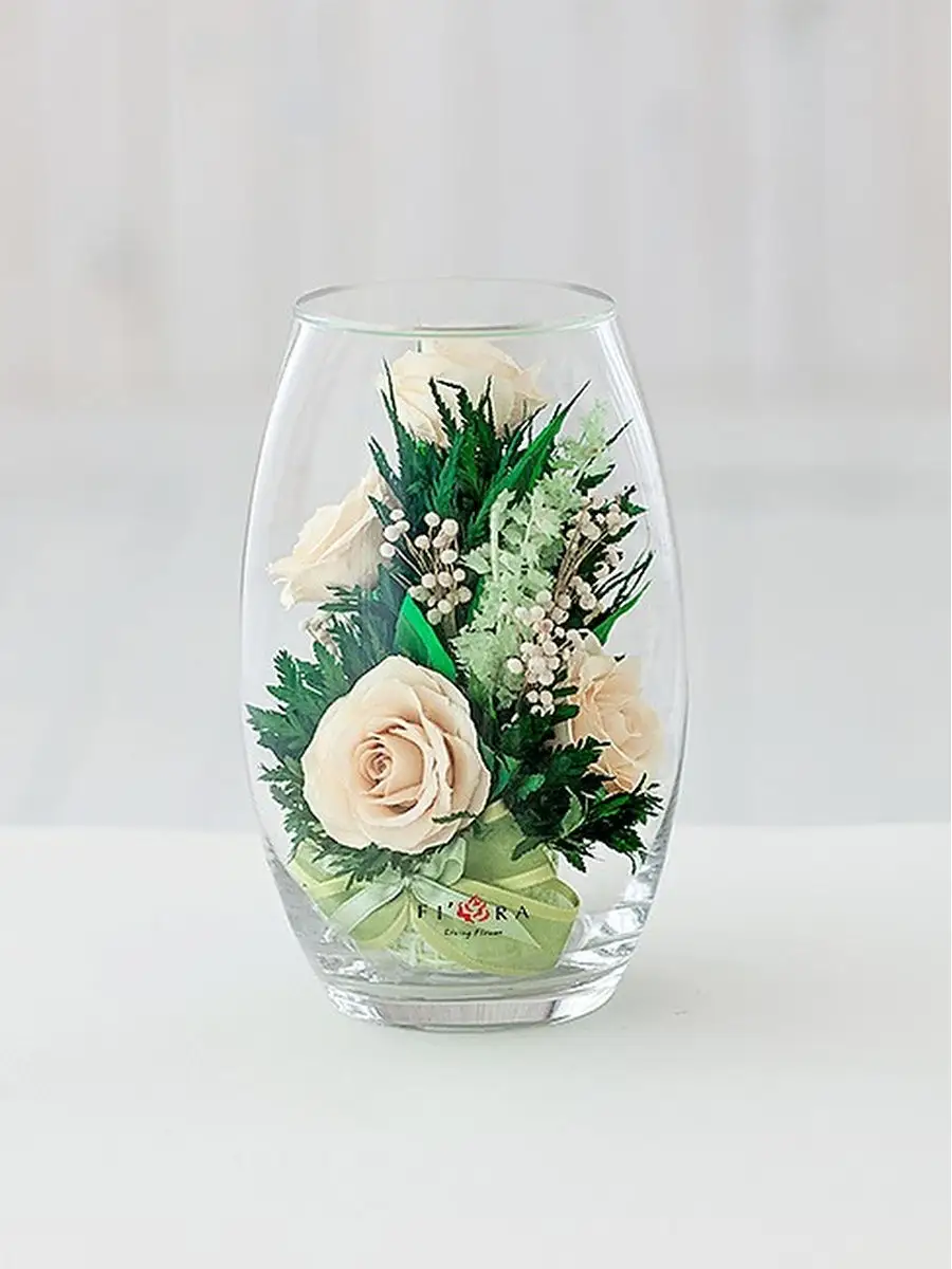 Букет шалфея в вазе с имитацией воды для декора интерьера