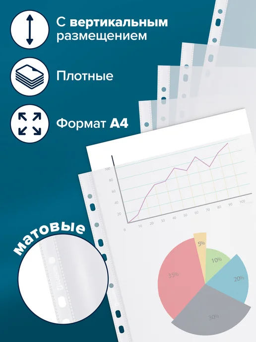 Brauberg Файлы А4 50 шт перфорированные плотные, вкладыши мультифора, 50 шт, фото 3
