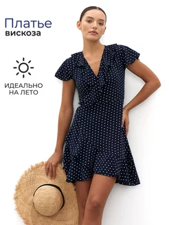 Платье летнее на запах в горошек мини E.Y. Store 31444317 купить за 1 623 ₽ в интернет-магазине Wildberries
