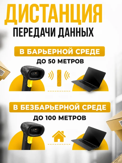 SCANMASTER Сканер штрих кода беспроводной 2D для пунктов выдачи, желтый, фото 4