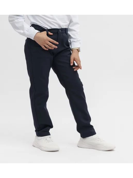 Yuke jeans Брюки школьные широкие на плотного мальчика, синий, фото 2