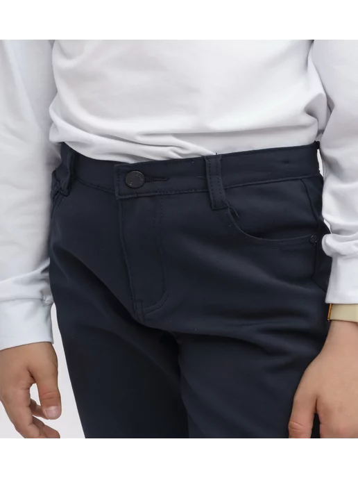 Yuke jeans Брюки школьные широкие на плотного мальчика, синий, фото 3
