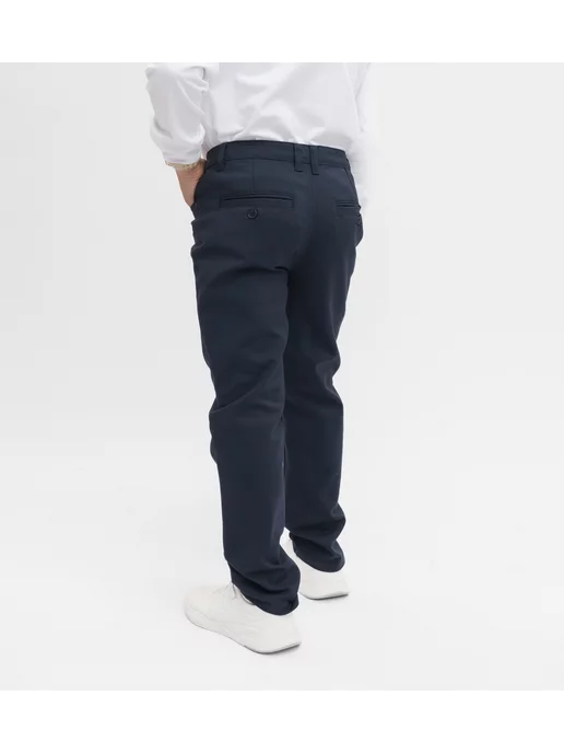 Yuke jeans Брюки школьные широкие на плотного мальчика, синий, фото 5