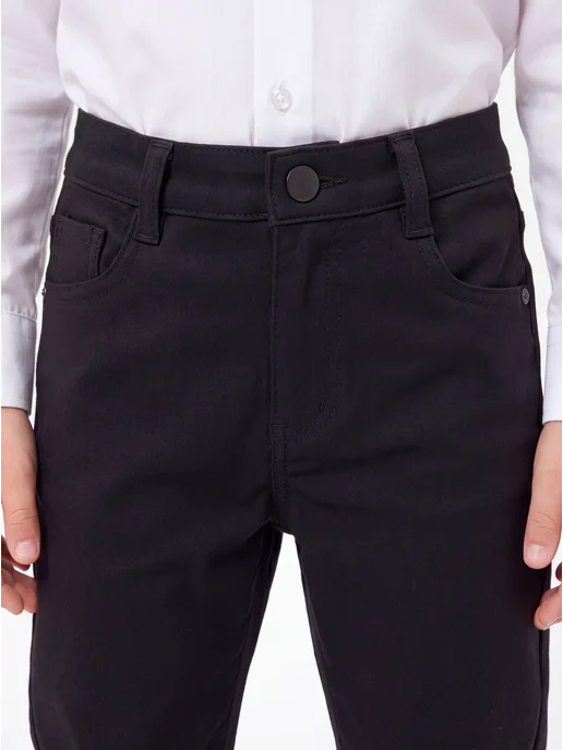 Yuke jeans Брюки школьные без стрелок в школу, черный, фото 3