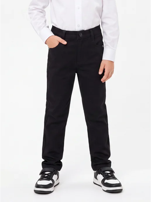 Yuke jeans Брюки школьные без стрелок в школу, черный, фото 4