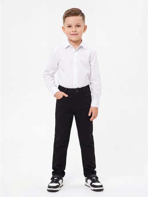 Yuke jeans Брюки школьные без стрелок в школу, черный, фото 5