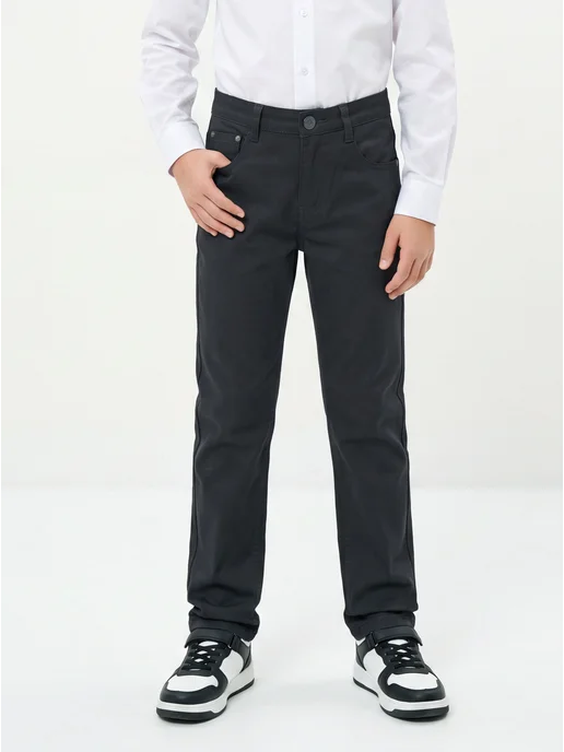 Yuke jeans Брюки джинсы школьные, черный, фото 5