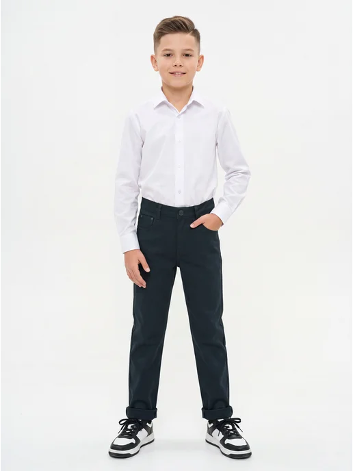 Yuke jeans Брюки джинсы школьные, черный, фото 6