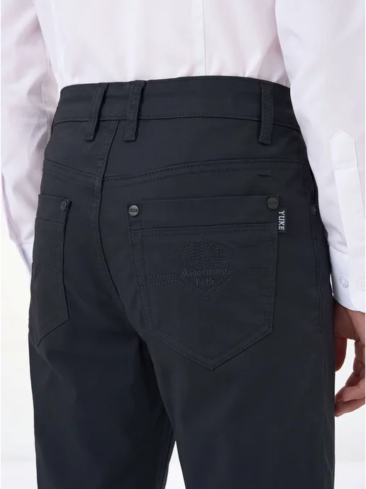 Yuke jeans Брюки джинсы школьные, черный, фото 7