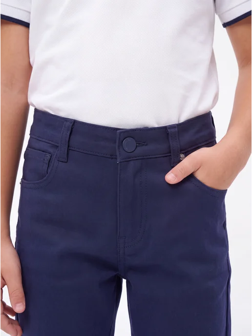 Yuke jeans Брюки школьные без стрелок в школу, синий, фото 6