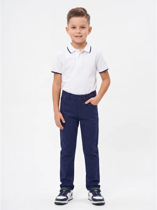 Yuke jeans Брюки школьные без стрелок в школу, синий, фото 7