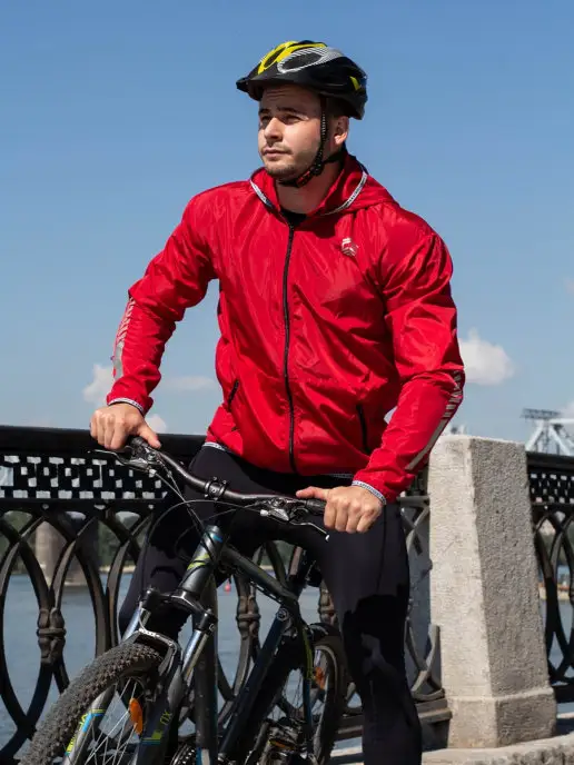 CROSS sport Ветровка для велосипедистов, велокуртка мужская, красный, фото 2