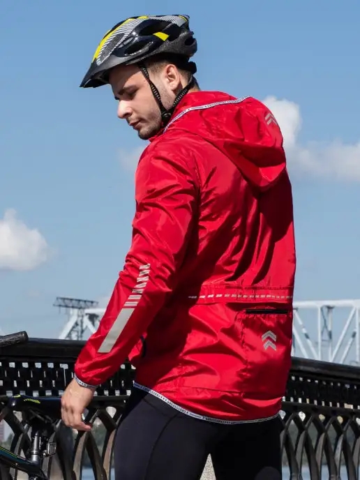 CROSS sport Ветровка для велосипедистов, велокуртка мужская, красный, фото 5