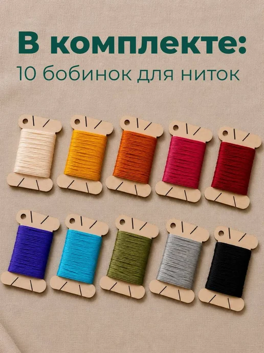 Happy to create Органайзер для вышивки ниток и бобинки для мулине, бежевый, фото 2