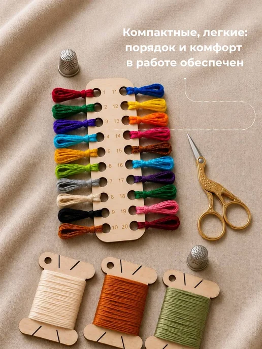 Happy to create Органайзер для вышивки ниток и бобинки для мулине, бежевый, фото 6