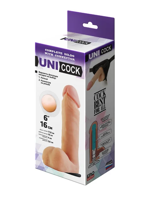 LOVETOY (А-Полимер) Дилдо насадка на страпон Unicock 6d, бежевый, фото 8