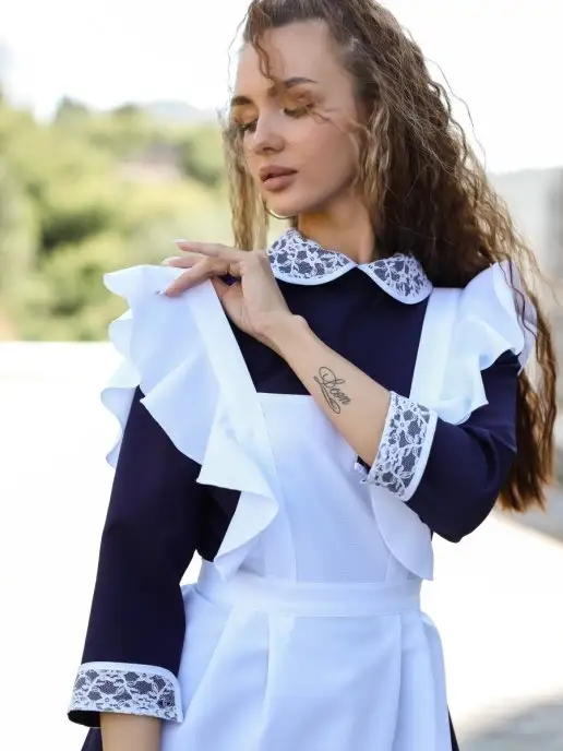 School dress Фартук школьный белый, белый, фото 3