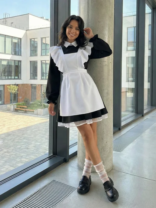 School dress Фартук школьный белый, белый, фото 4