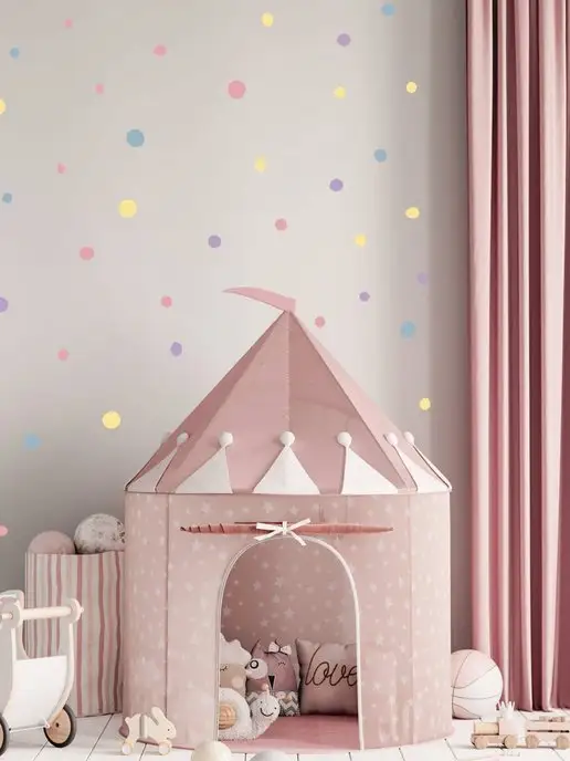 Bumashka Shop Интерьерные наклейки на стену горошек, розовый, фото 3
