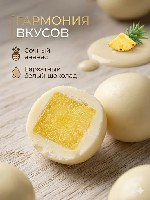 Сладости от Юрича Ананас в белом шоколаде, 500 г, в упаковке 320 г, фото 3