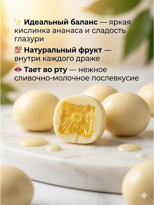 Сладости от Юрича Ананас в белом шоколаде, 500 г, в упаковке 320 г, фото 4