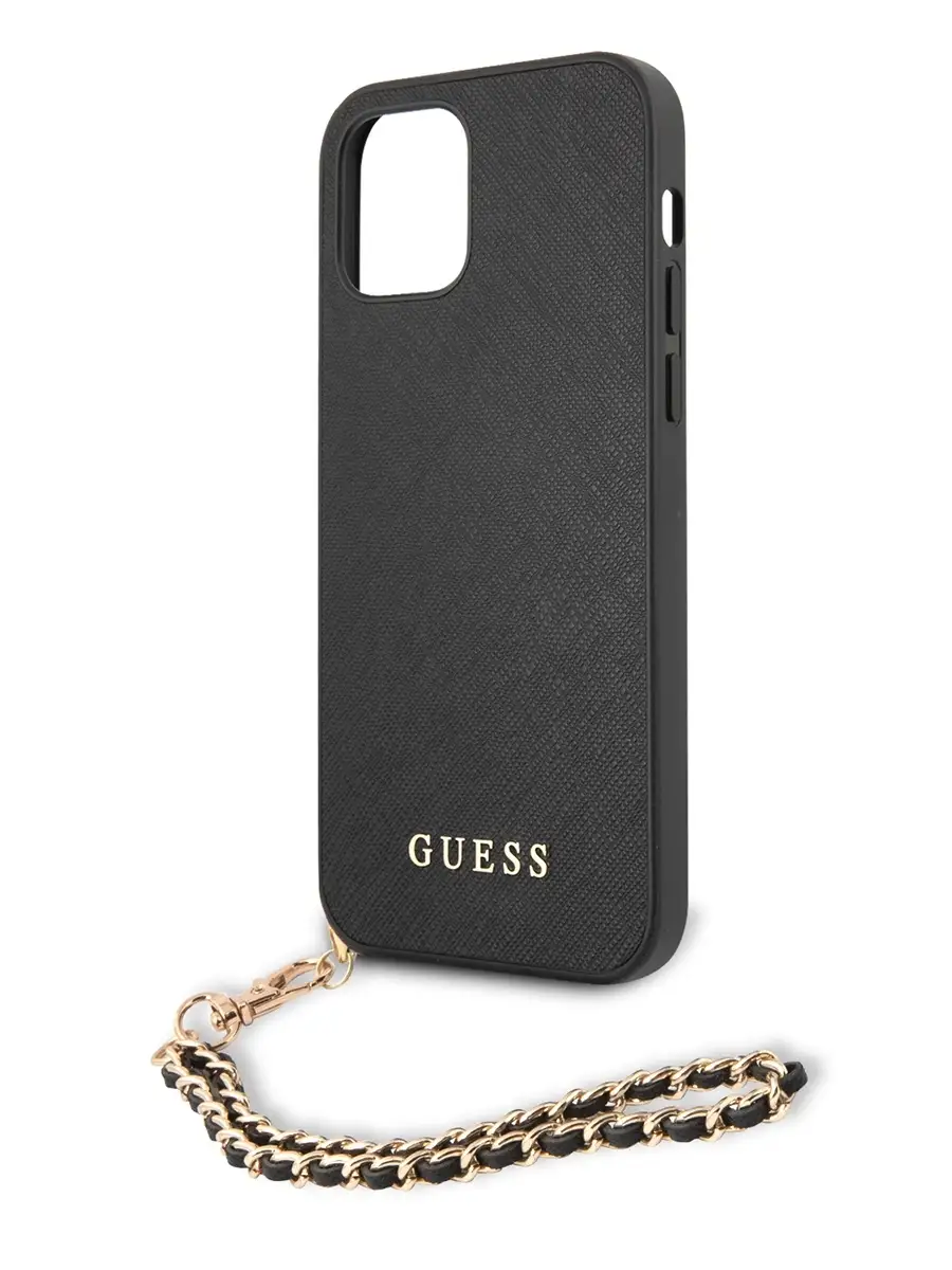 Чехол на iPhone 12 и 12 Pro из экокожи с цепью PU Saffiano GUESS 32741400  купить в интернет-магазине Wildberries