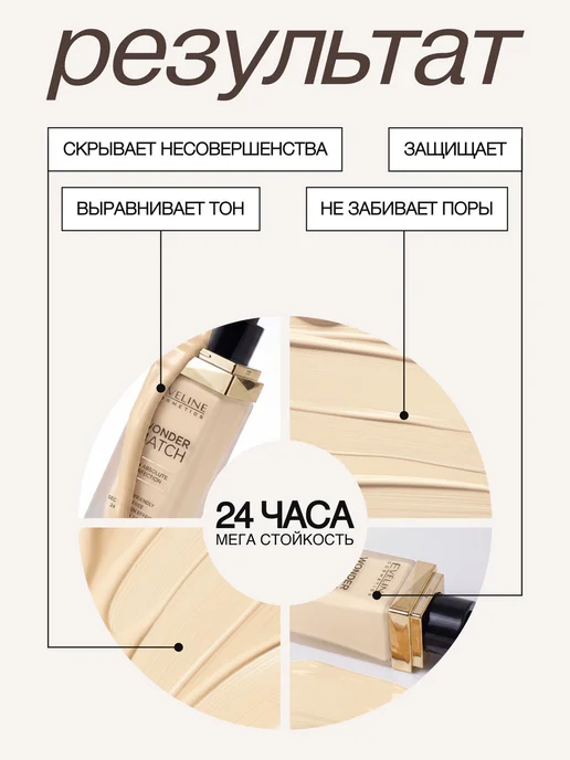 EVELINE Тональная основа WONDER MATCH тон №05 Light Porcelain, 30 мл, 30 мл, фото 5