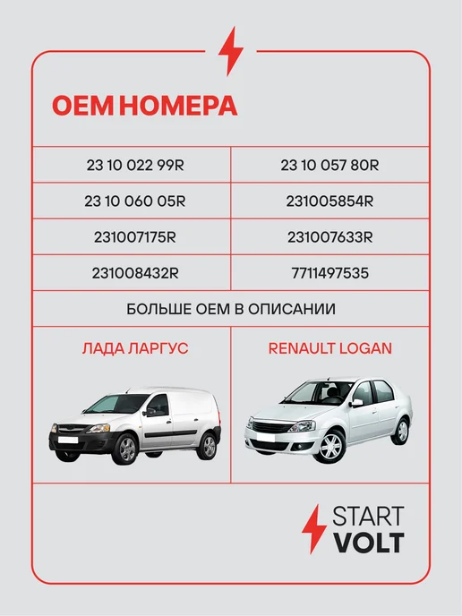 STARTVOLT Генератор для Лада Largus Renault Logan Duster, вариант, фото 2