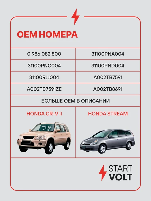 STARTVOLT Генератор для Honda CR-V Stream, вариант, фото 2