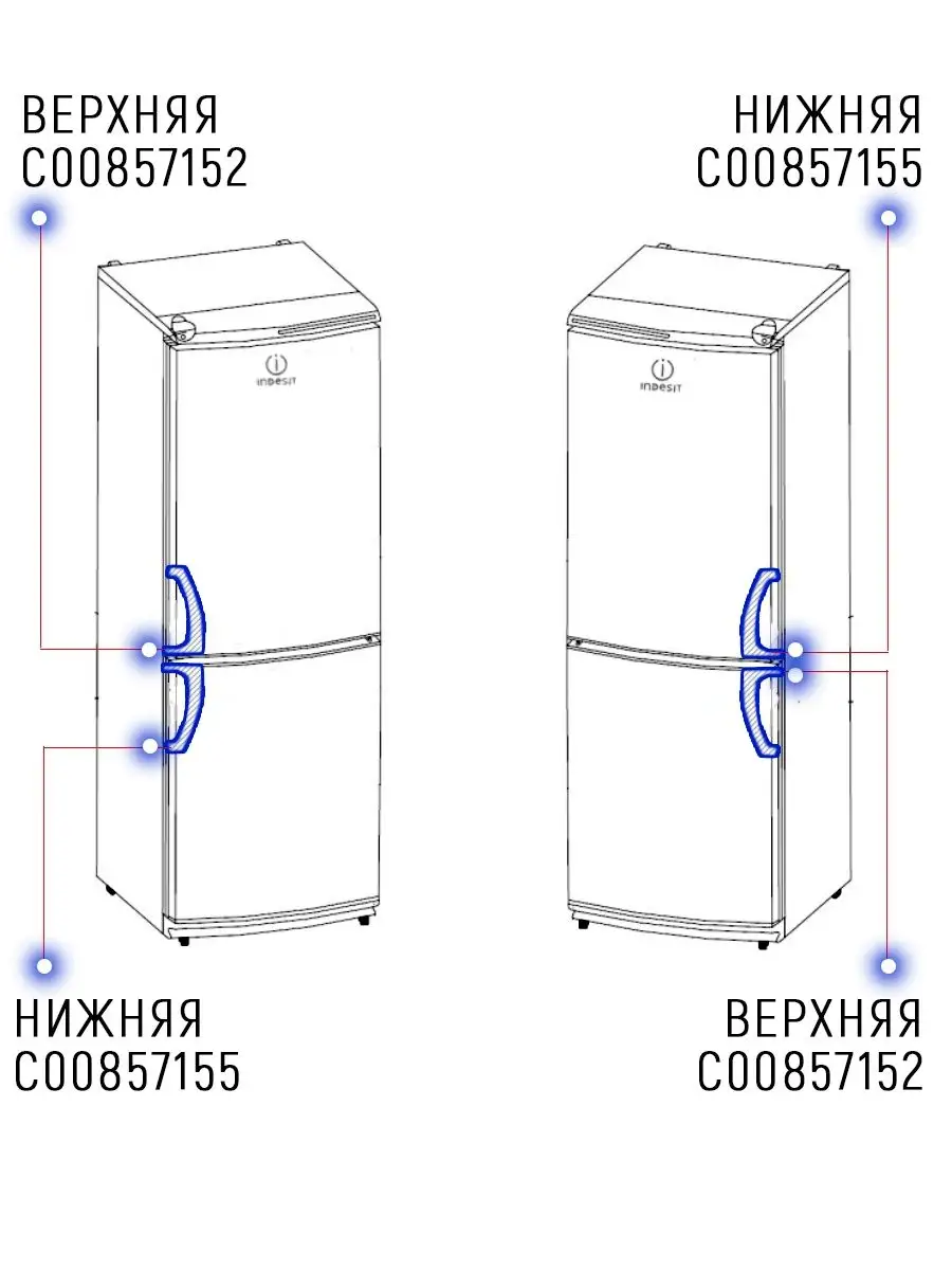 Ручка для холодильника Indesit верхняя 857152 ROYAL HIGHNESS 32754240  купить в интернет-магазине Wildberries