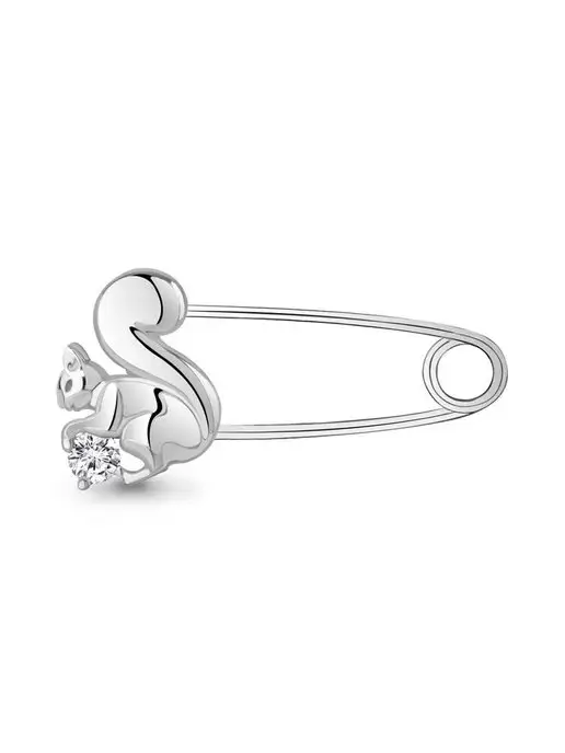 AQUAMARINE Брошь булавка Белочка из серебра 925 родированная, серебристый, фото 4