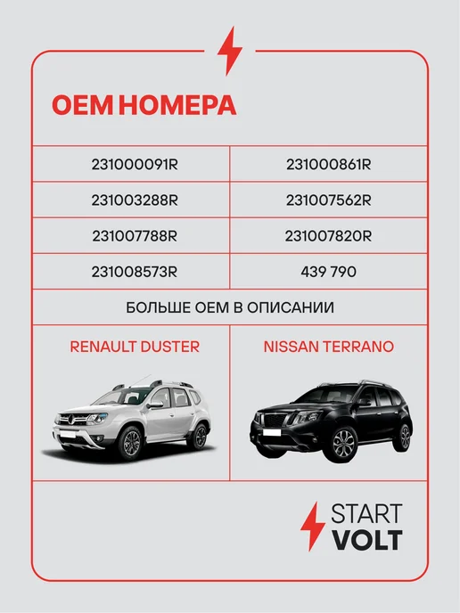 STARTVOLT Генератор для Renault Duster Nissan Terrano, вариант, фото 2