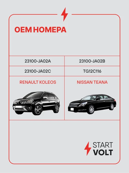 STARTVOLT Генератор для Renault Koleos Nissan Teana, вариант, фото 2