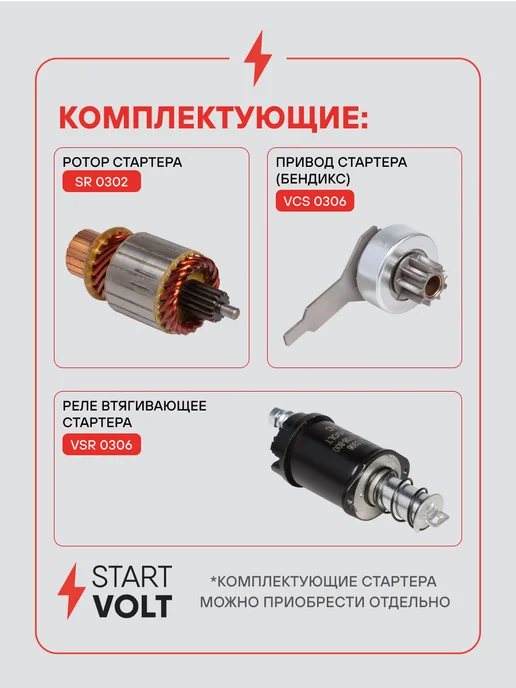 STARTVOLT Стартер ГАЗ ЗМЗ 406 редукторный 2,26кВт, вариант, фото 5