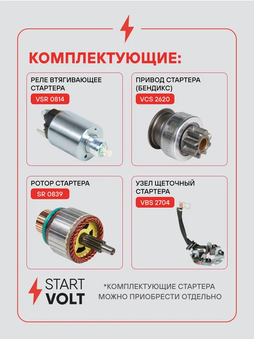 STARTVOLT Стартер Kia Sportage Hyundai Sonata МКПП, вариант, фото 5