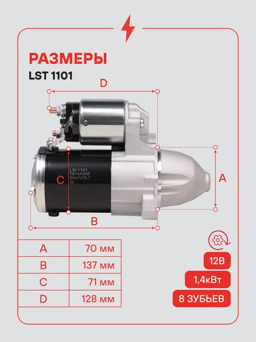 STARTVOLT Стартер Mitsubishi Lancer 9 Outlander, вариант, фото 3