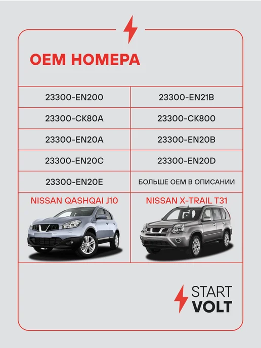 STARTVOLT Стартер Nissan Qashqai J10 X-Trail T31, вариант, фото 2