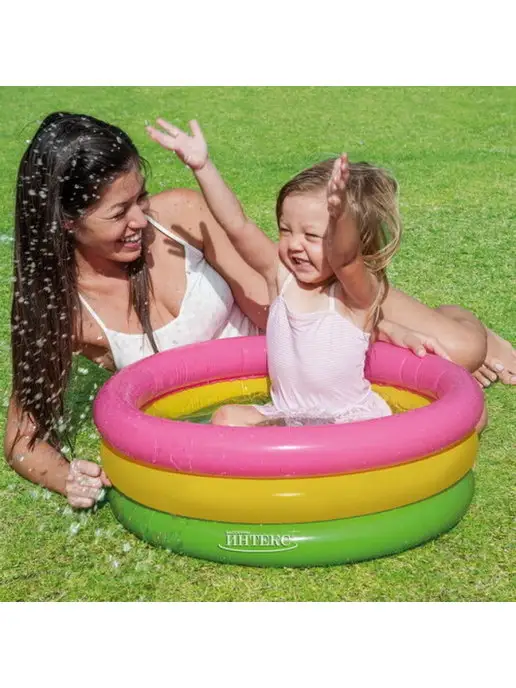 Intex Детский надувной бассейн Радуга 1-3 года, 28 л, фото 5