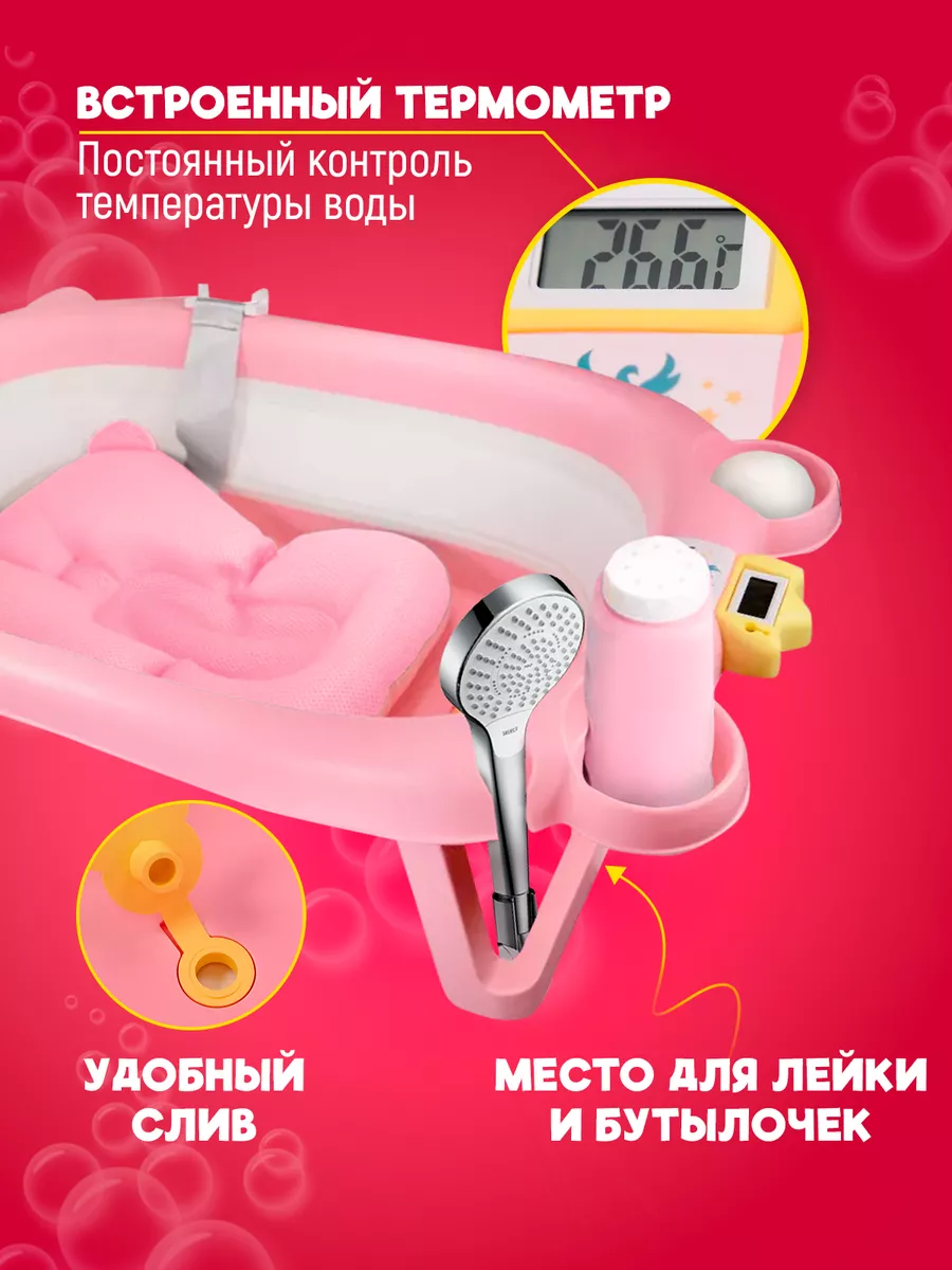 Ванночка для купания новорожденных складная с термометром Wellinger Kids  32852766 купить за 2 649 ₽ в интернет-магазине Wildberries