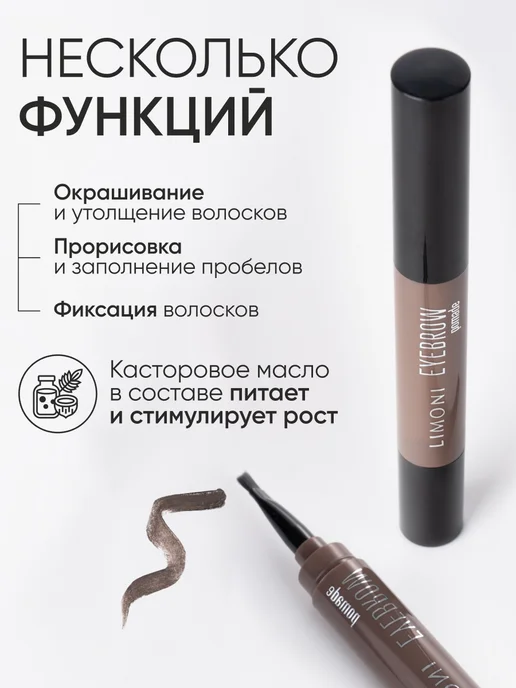 Limoni Помадка для бровей фиксирующая, тон 01, тон 02, фото 2