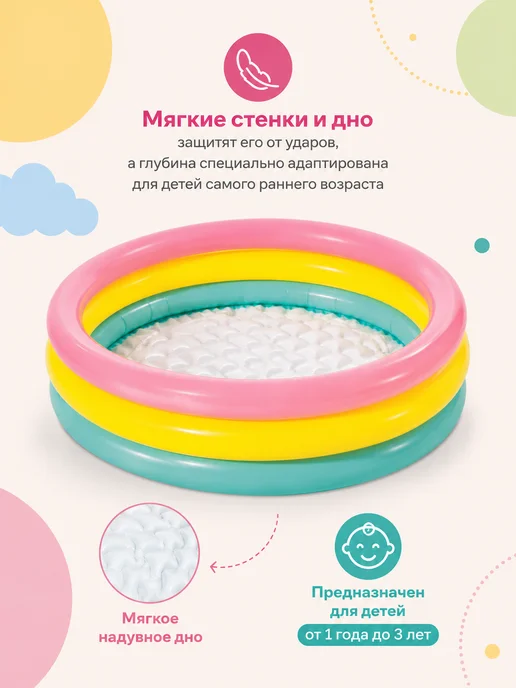 Intex Надувной бассейн детский Радуга, 114х25 см, 68 л, фото 3