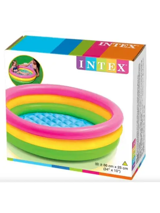 Intex Надувной бассейн детский Радуга, 114х25 см, 68 л, фото 5